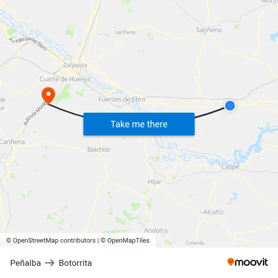 Peñalba to Botorrita map