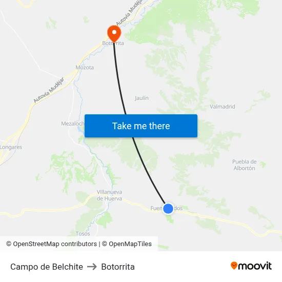 Campo de Belchite to Botorrita map