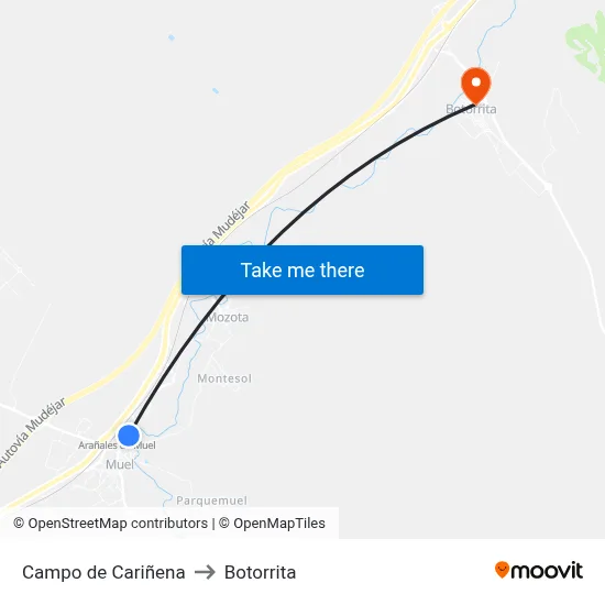 Campo de Cariñena to Botorrita map