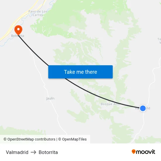 Valmadrid to Botorrita map