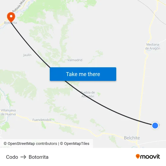Codo to Botorrita map