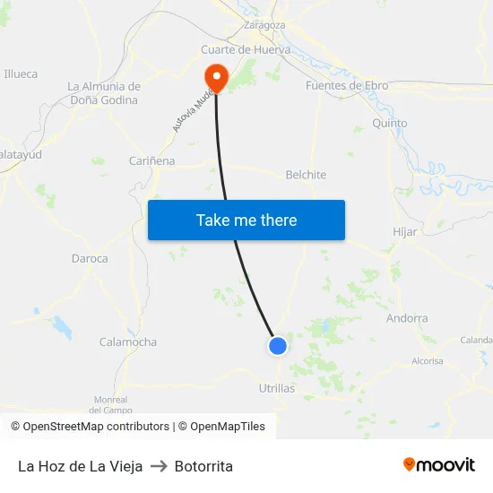 La Hoz de La Vieja to Botorrita map