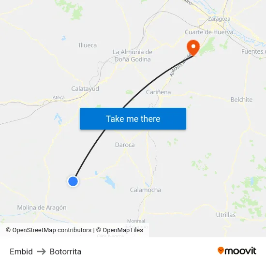 Embid to Botorrita map