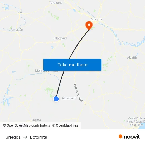 Griegos to Botorrita map