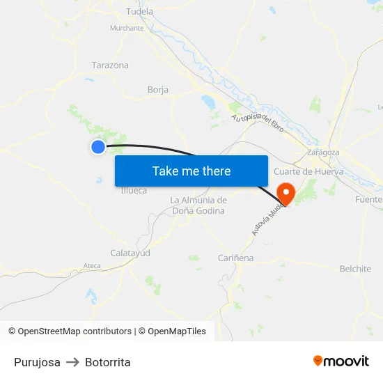 Purujosa to Botorrita map