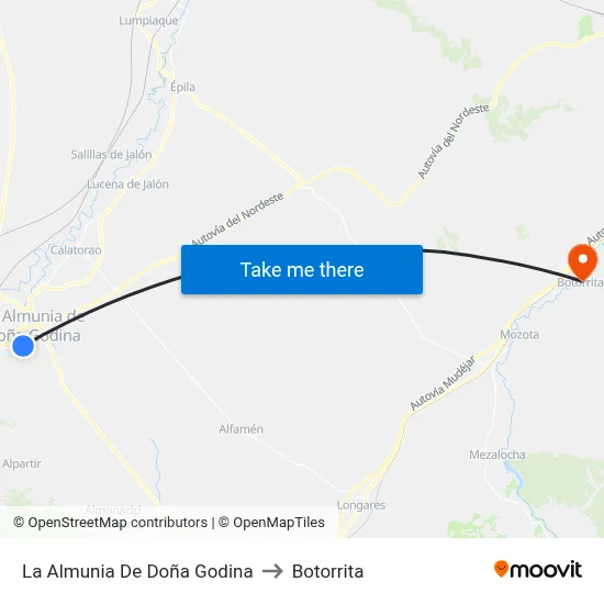 La Almunia De Doña Godina to Botorrita map