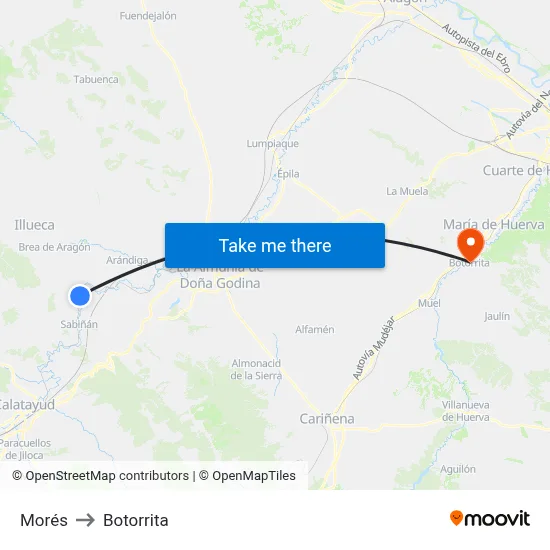 Morés to Botorrita map