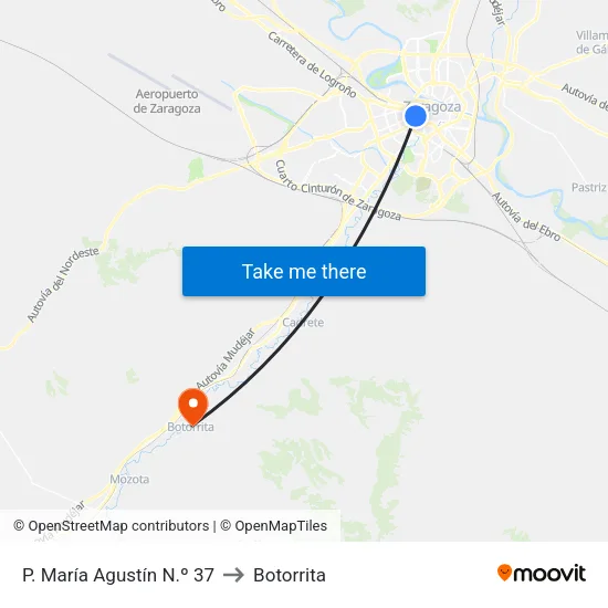 P. María Agustín N.º 37 to Botorrita map