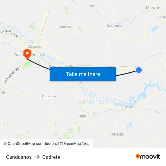 Candasnos to Cadrete map
