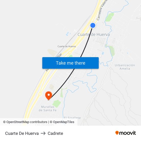 Cuarte De Huerva to Cadrete map