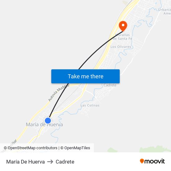 María De Huerva to Cadrete map