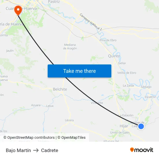 Bajo Martín to Cadrete map
