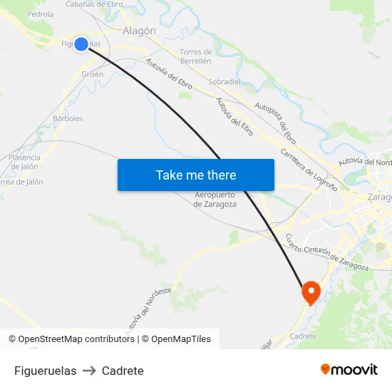 Figueruelas to Cadrete map