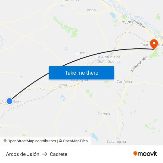 Arcos de Jalón to Cadrete map