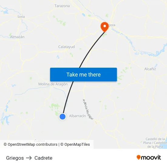 Griegos to Cadrete map