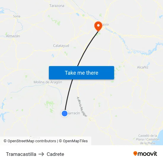 Tramacastilla to Cadrete map