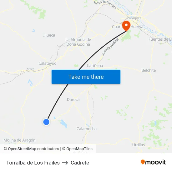 Torralba de Los Frailes to Cadrete map