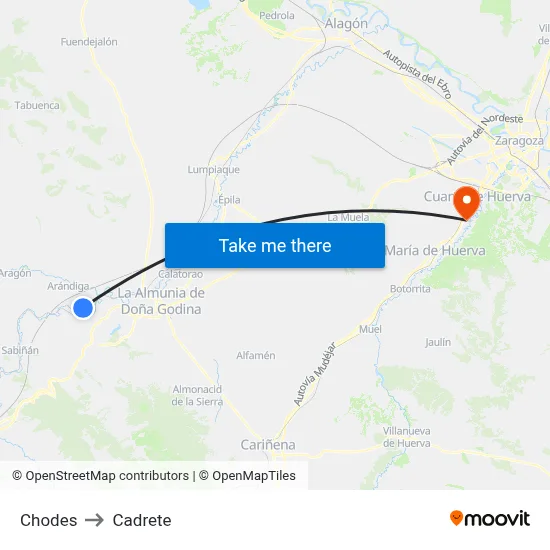 Chodes to Cadrete map