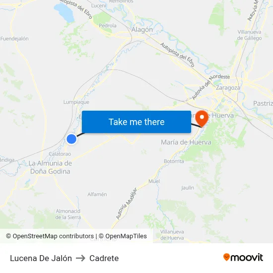 Lucena De Jalón to Cadrete map