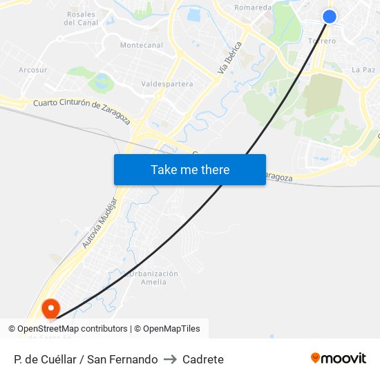 P. de Cuéllar / San Fernando to Cadrete map