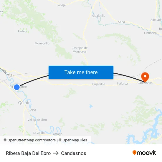 Ribera Baja Del Ebro to Candasnos map