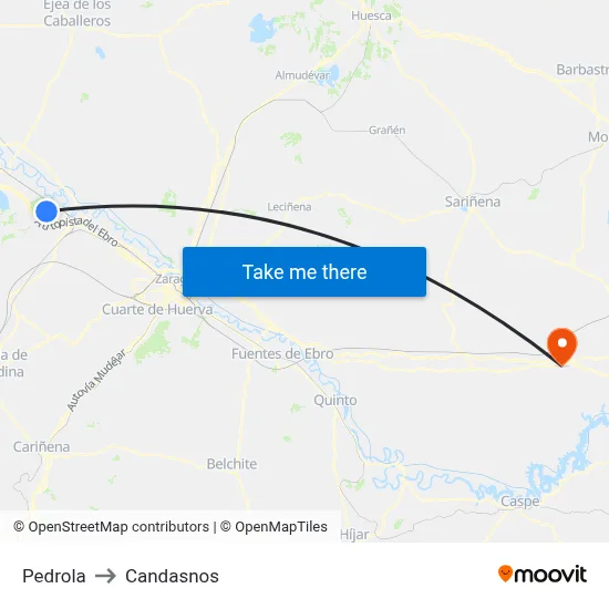 Pedrola to Candasnos map