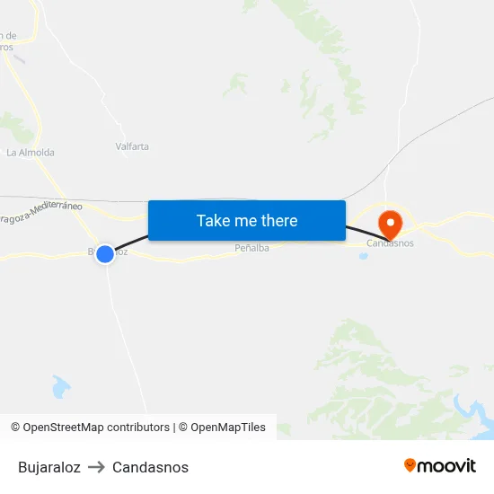 Bujaraloz to Candasnos map