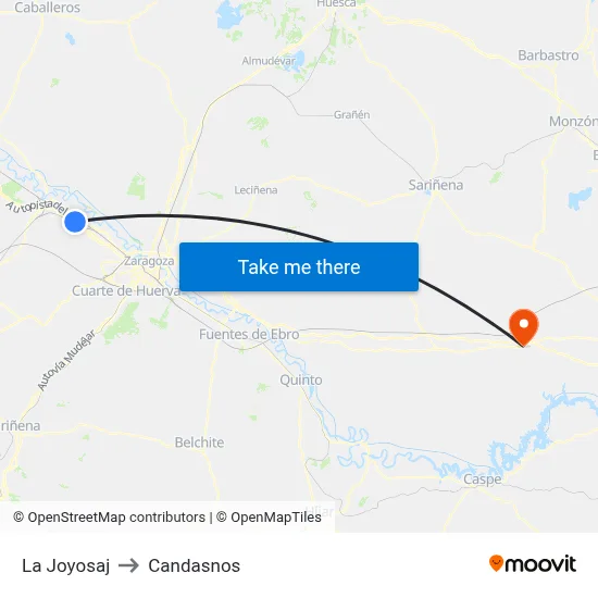 La Joyosaj to Candasnos map
