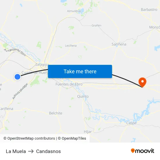 La Muela to Candasnos map