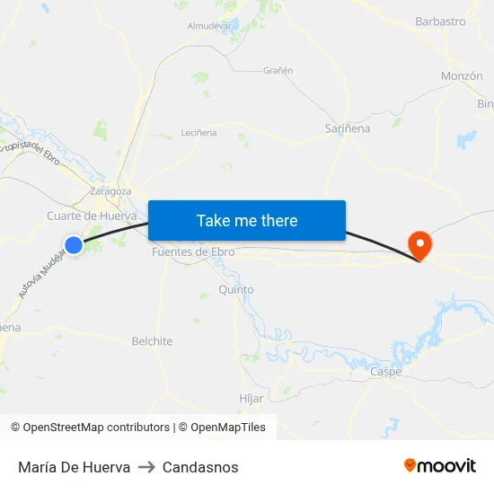 María De Huerva to Candasnos map
