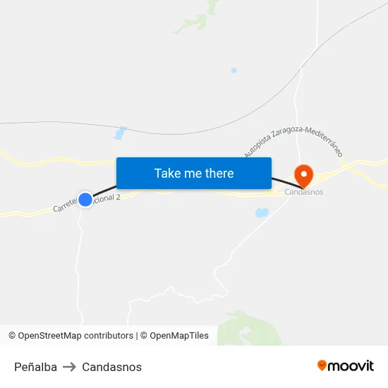 Peñalba to Candasnos map