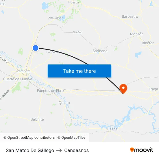 San Mateo De Gállego to Candasnos map