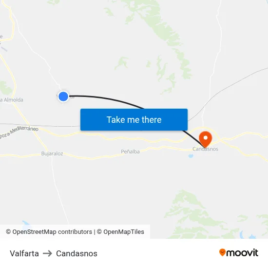 Valfarta to Candasnos map