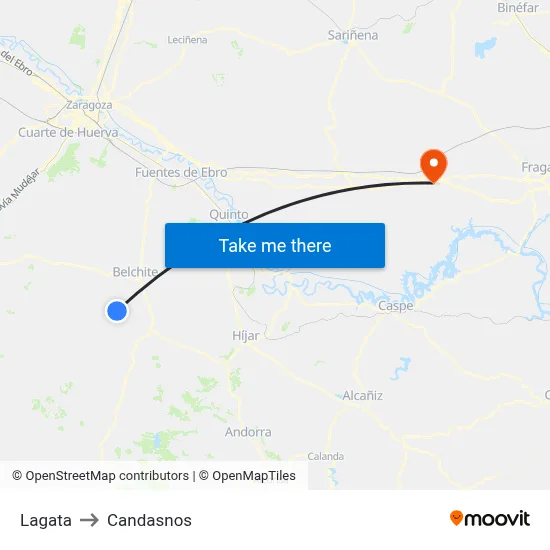 Lagata to Candasnos map