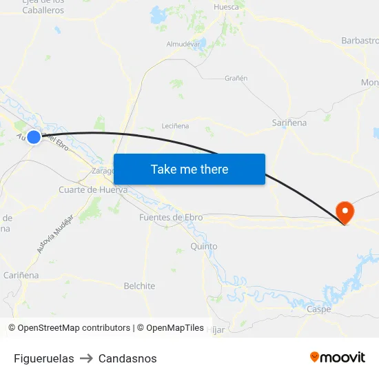 Figueruelas to Candasnos map