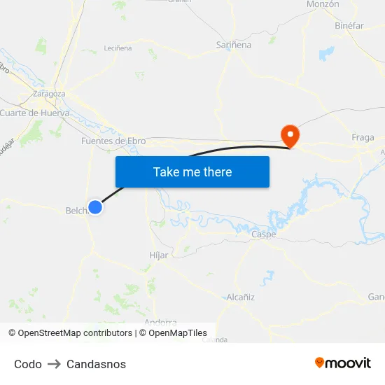 Codo to Candasnos map
