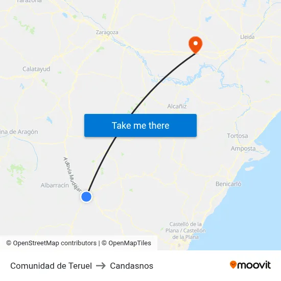 Comunidad de Teruel to Candasnos map