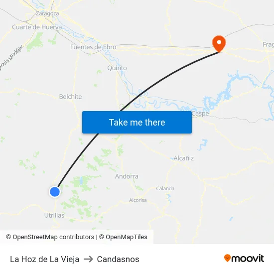 La Hoz de La Vieja to Candasnos map