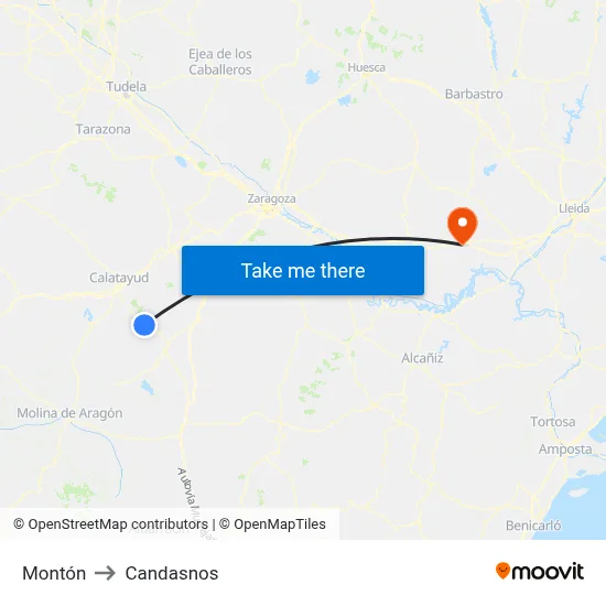 Montón to Candasnos map