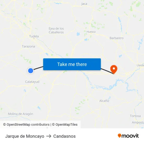 Jarque de Moncayo to Candasnos map