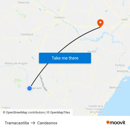 Tramacastilla to Candasnos map