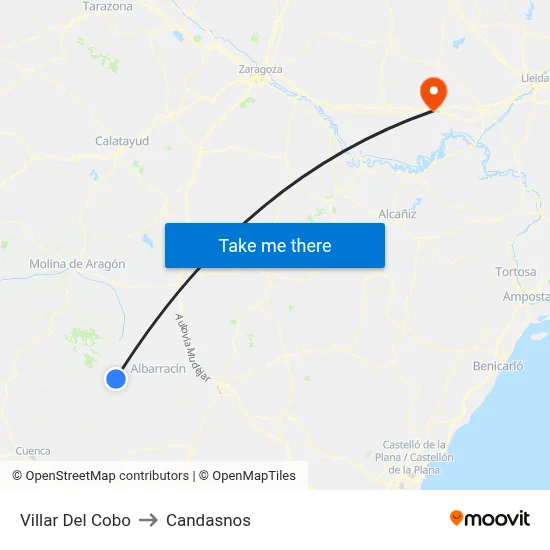 Villar Del Cobo to Candasnos map