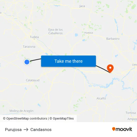 Purujosa to Candasnos map