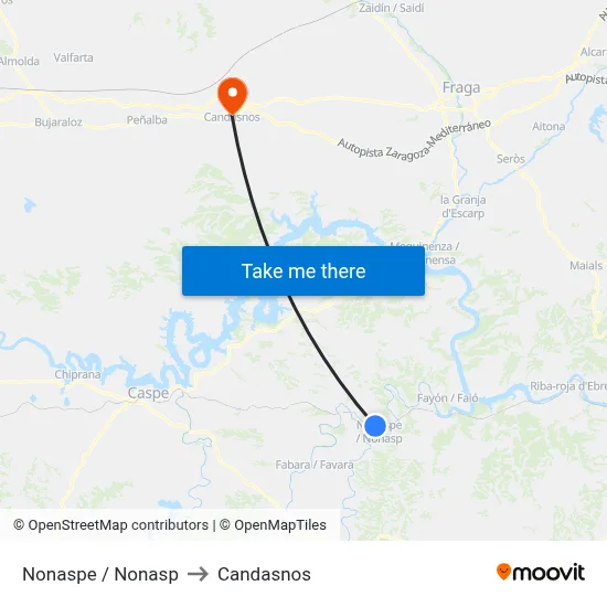 Nonaspe / Nonasp to Candasnos map
