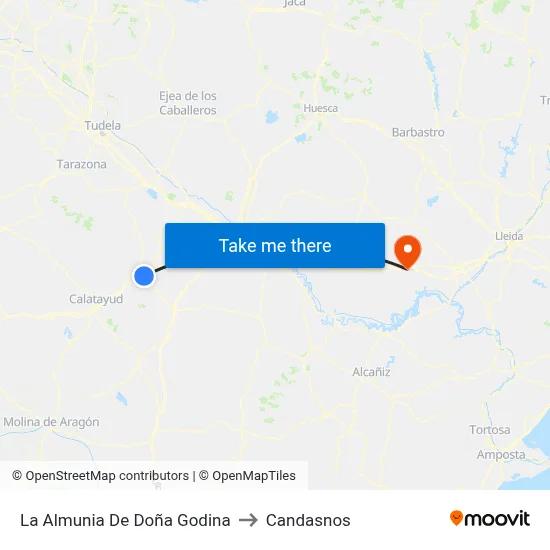 La Almunia De Doña Godina to Candasnos map
