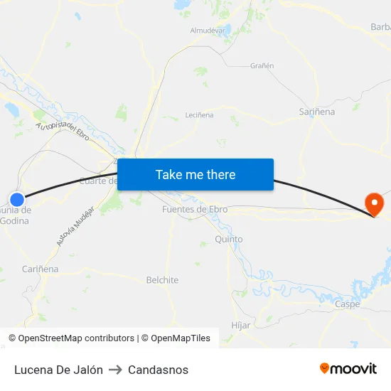 Lucena De Jalón to Candasnos map