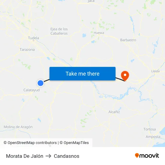 Morata De Jalón to Candasnos map