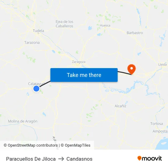 Paracuellos De Jiloca to Candasnos map