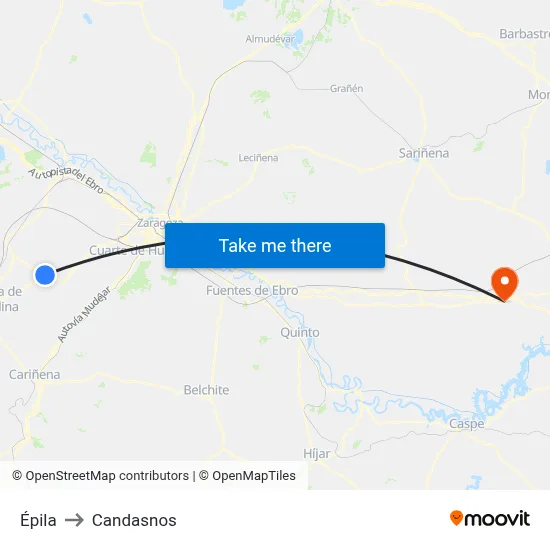 Épila to Candasnos map