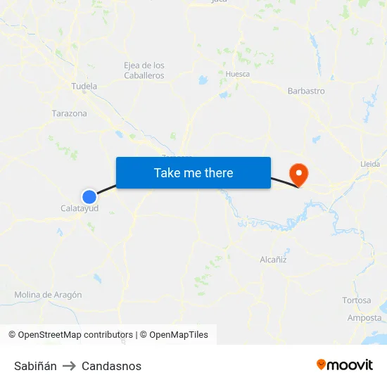 Sabiñán to Candasnos map